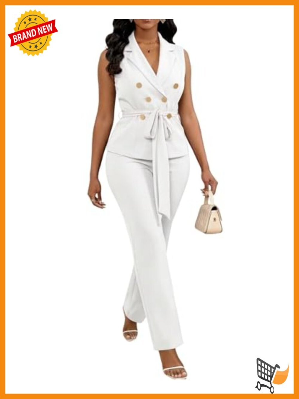 Sleeveless Blazer Vest Pants Set 2 Piece Business Casual Outfit